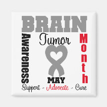 Brain Tumor Awareness Month Heart Ribbon Magnet