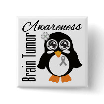 Brain Tumor Awareness Penguin Buttons