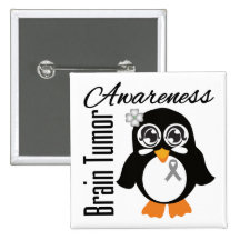 Brain Tumor Awareness Penguin Buttons