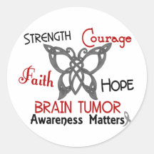 Brain Tumor Celtic Butterfly 3 Round Stickers