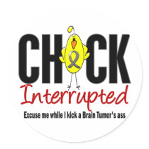 Brain Tumor Chick Interrupted stickers by awarenessgifts Brain Tumor Chick Interrupted stickers