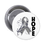 Brain Tumor Floral Hope Ribbon Pinback Buttons