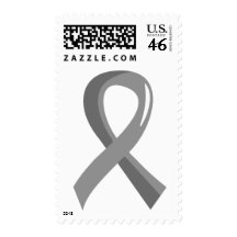 Brain Tumor Grey Ribbon 3 Postage