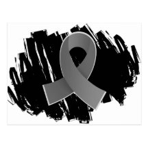 Brain Tumor Grey Ribbon With Scribble Post Cards