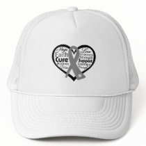 Brain Tumor Heart Ribbon Collage Trucker Hat