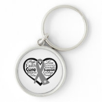 Brain Tumor Heart Ribbon Collage Key Chain