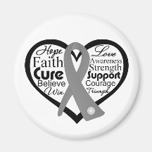 Brain Tumor Heart Ribbon Collage Magnets