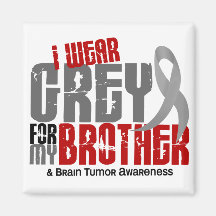 Brain Tumor I Wear Grey For My Brother 6.2 Fridge Magnet