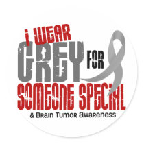 Brain Tumor I Wear Grey For Someone Special 6.2 Round Stickers