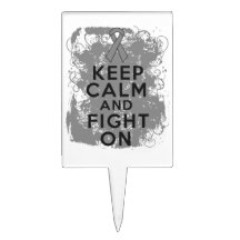 Brain Tumor Keep Calm and Fight On Cake Toppers