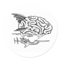 Brain Zeppelin Sticker (White) stickers