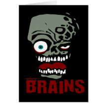 Brains zombie greeting cards