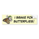 Brake for Butterflies Bumper Sticker bumper stickers by naturegirl7 Brake for Butterflies Bumper Sticker bumper stickers