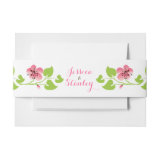 Branch with pink cherry blossoms spring wedding invitation belly band
