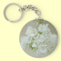 Branch with white flowers keychains