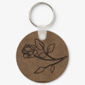 BRANDED LEATHER Rose KeyChain