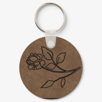 BRANDED LEATHER Rose KeyChain by RanchLady BRANDED LEATHER Rose KeyChain