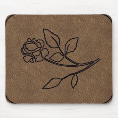 BRANDED ROSE LEATHER MousePad by RanchLady