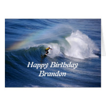 Brandon Happy Birthday Surfer With Rainbow Cards