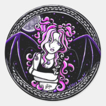 myka, jelina, gothic, fantasy, winged, pixie, bat, fae, fairy, dark, art, Sticker with custom graphic design