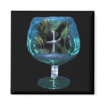 Brandy glass with lagoon &amp; waterfall magnet