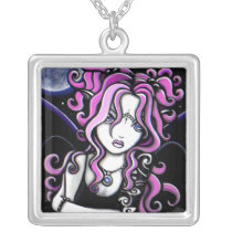 brandy, cute, pink, fairy, faery, fae, faerie, fantasy, tattoo, moon, art, myka, jelina, mika, faeries, Necklace with custom graphic design
