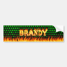 Brandy real fire and flames bumper sticker design