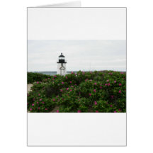 Brant Point Lighthouse with flowers Greeting Cards