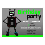 Brash Robot Boys Birthday Party Invitations