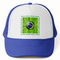 Brasil Brazil Soccer ball in the net artwork gifts Trucker Hats