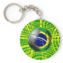 Brasil Brazil Soccer ball in the net artwork gifts Key Chain