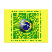 Brasil Brazil Soccer ball in the net artwork gifts Postcard