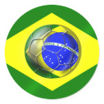 Brasil Futebol Bandeira soccer ball flag of Brazil stickers