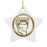 Brass and Copper Aquarius Zodiac Astrology Ornaments