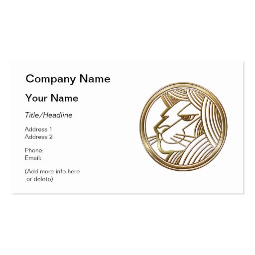 Brass and Copper Leo Zodiac Astrology Business Card Template (front side)