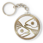 Brass and Copper Pisces Keychain