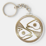 Brass and Copper Pisces Keychain