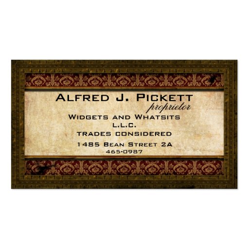 Brass Frame Steampunk Cogs Business Card (front side)