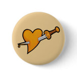 Brass Heart and Dagger Tattoo Buttons