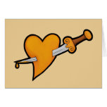 Brass Heart and Dagger Tattoo Greeting Cards