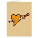 Brass Heart and Dagger Tattoo Greeting Card