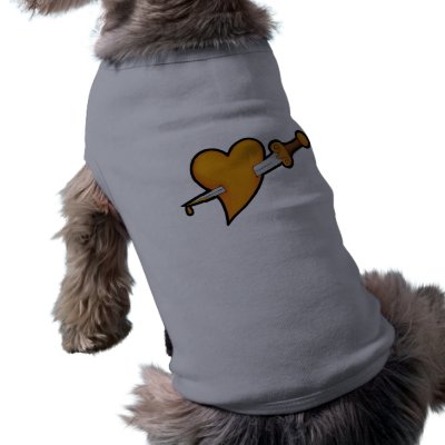 Brass Heart and Dagger Tattoo Pet T-shirt by toxiferousdark