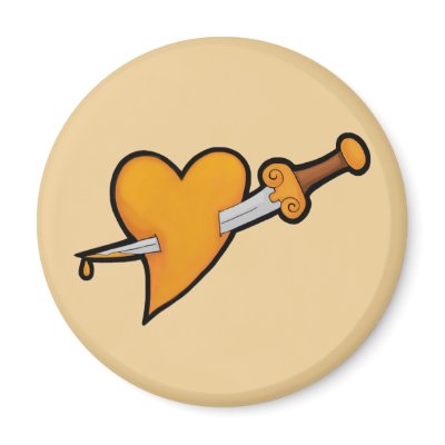 Brass Heart and Dagger Tattoo Fridge Magnets by toxiferousdark