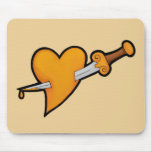 Brass Heart and Dagger Tattoo Mouse Pads