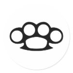 Brass Knuckle Duster Round Sticker