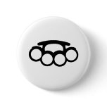 Brass knuckles pinback button