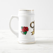 Brass Knuckles Tattoo DAD Banner & Red Roses Stein mugs