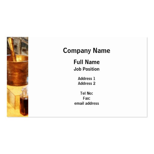 Brass Mortar and Pestle Business Card Templates (front side)