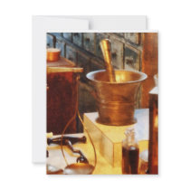 Brass Mortar and Pestle Custom Invitations
