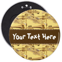Brass Trumpet Pattern Button
